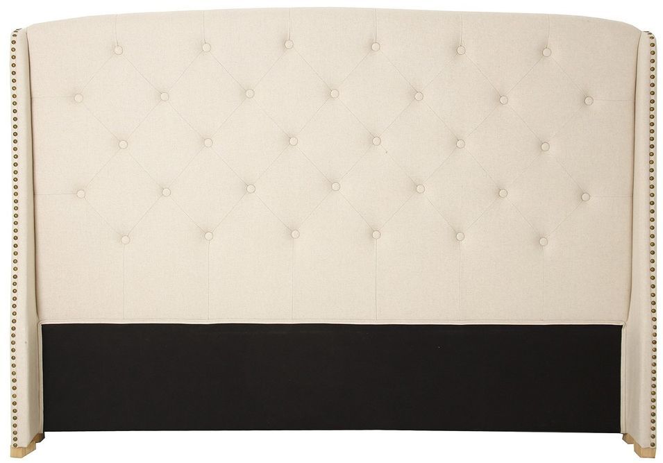 Tête de lit provençale pin massif et tissu crème Sonia 160 cm - Photo n°1
