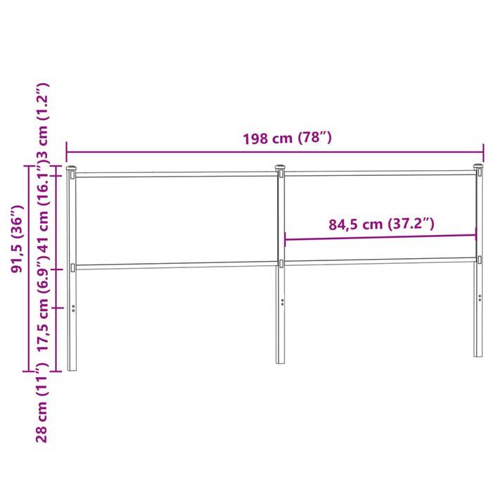 Tête de lit sonoma 190 cm bois d'ingénierie et acier - Photo n°7