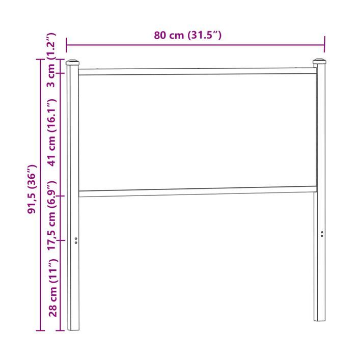 Tête de lit sonoma 75 cm bois d'ingénierie et acier - Photo n°7