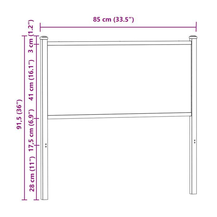 Tête de lit sonoma 80 cm bois d'ingénierie et acier - Photo n°7