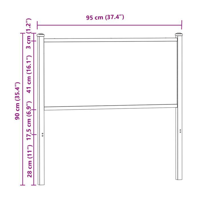 Tête de lit sonoma 90 cm bois d'ingénierie et acier - Photo n°7