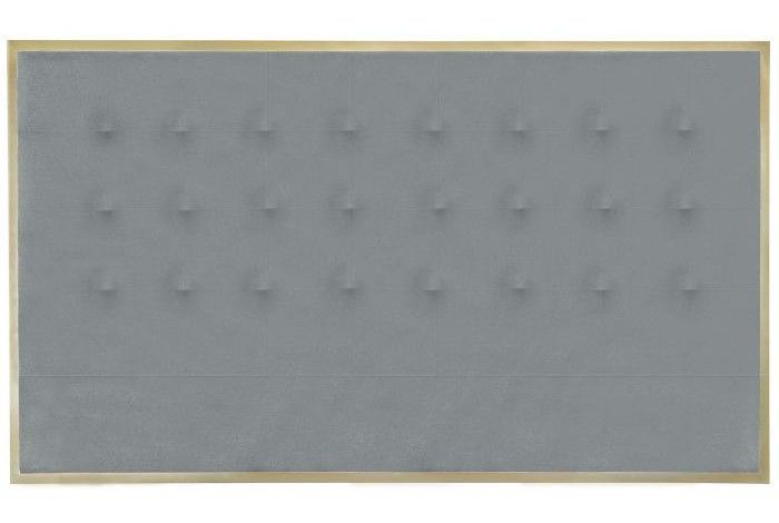Tête de lit tissu gris clair et métal doré Reine 180 cm - Photo n°1
