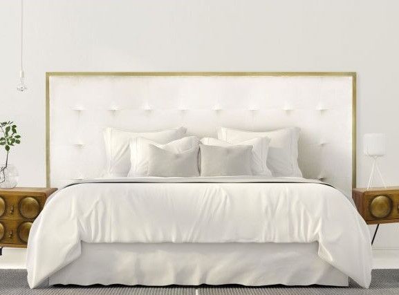 Tête de lit velours blanc et métal doré Reine 180 cm - Photo n°5