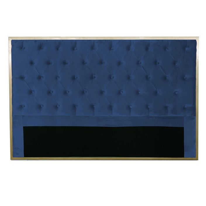 Tête de lit velours bleu et métal doré Riella 160 cm - Photo n°1