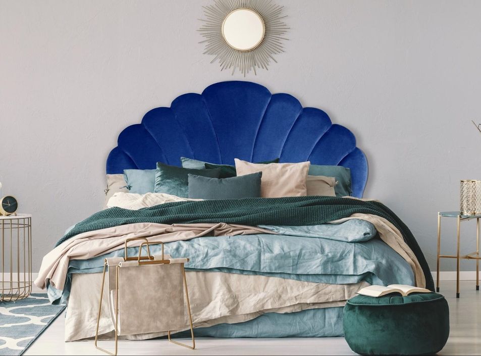 Tête de lit velours bleu Erma L 160 cm - Photo n°3