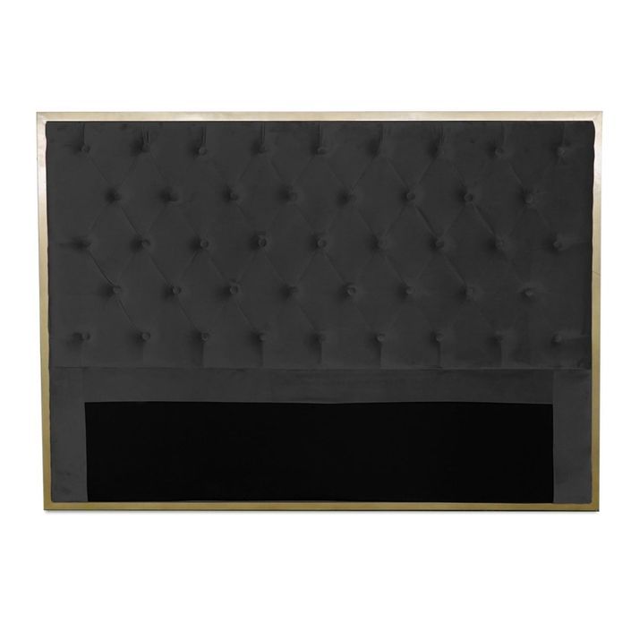 Tête de lit velours noir et métal doré Riella 140 cm - Photo n°1