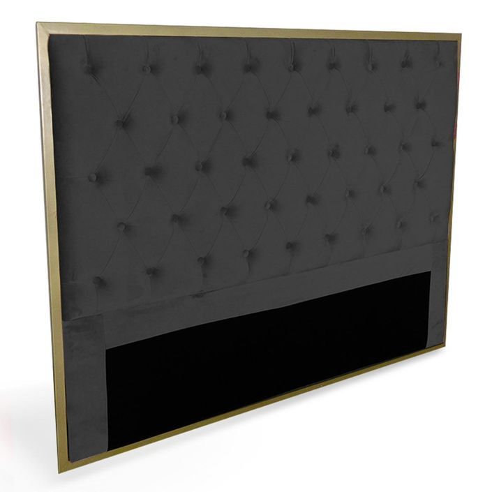 Tête de lit velours noir et métal doré Riella 140 cm - Photo n°2