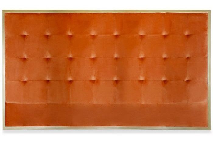 Tête de lit velours orange et métal doré Reine 180 cm - Photo n°1
