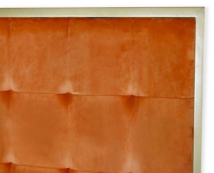 Tête de lit velours orange et métal doré Reine 180 cm - Photo n°2