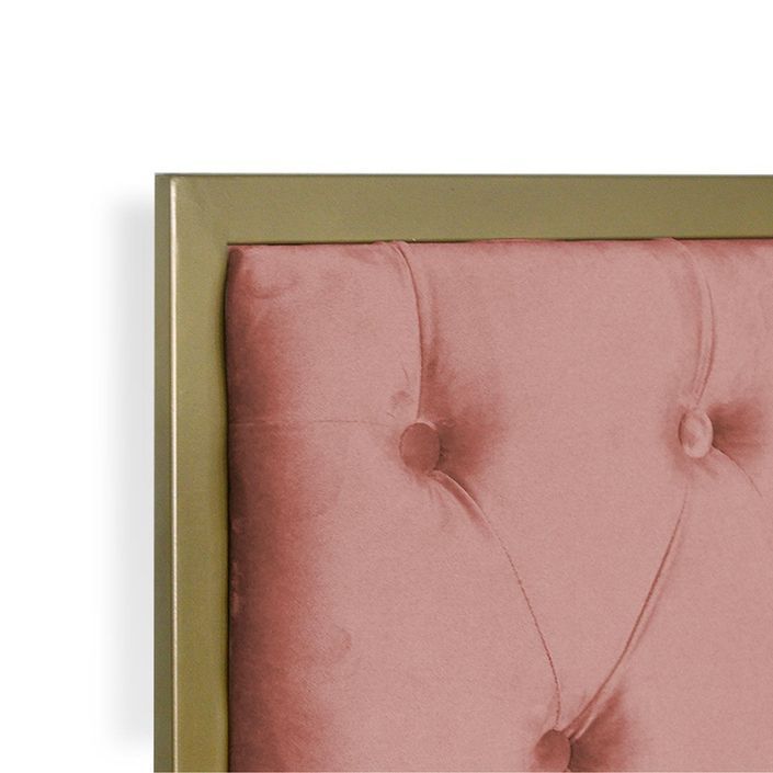 Tête de lit velours rose et métal doré Riella 140 cm - Photo n°4