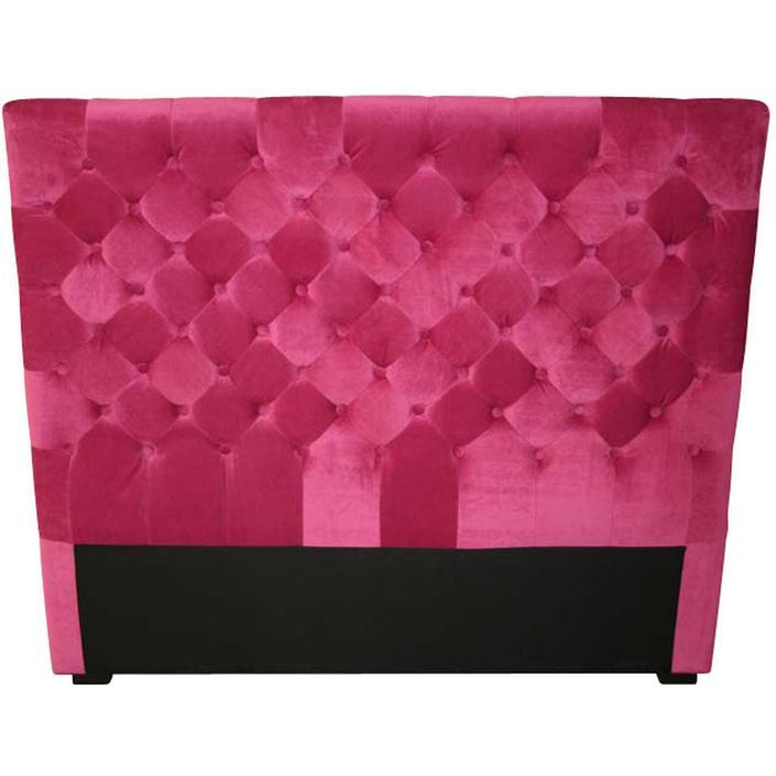 Tete de lit velours rose et noir Nabel 160 cm - Photo n°1