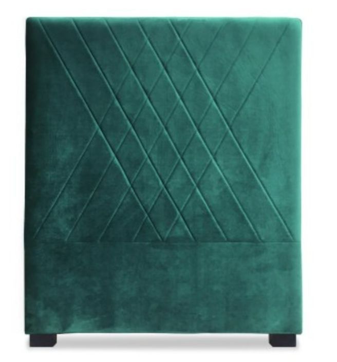 Tête de lit velours vert coutures en diagonale Madie 90 - Photo n°1