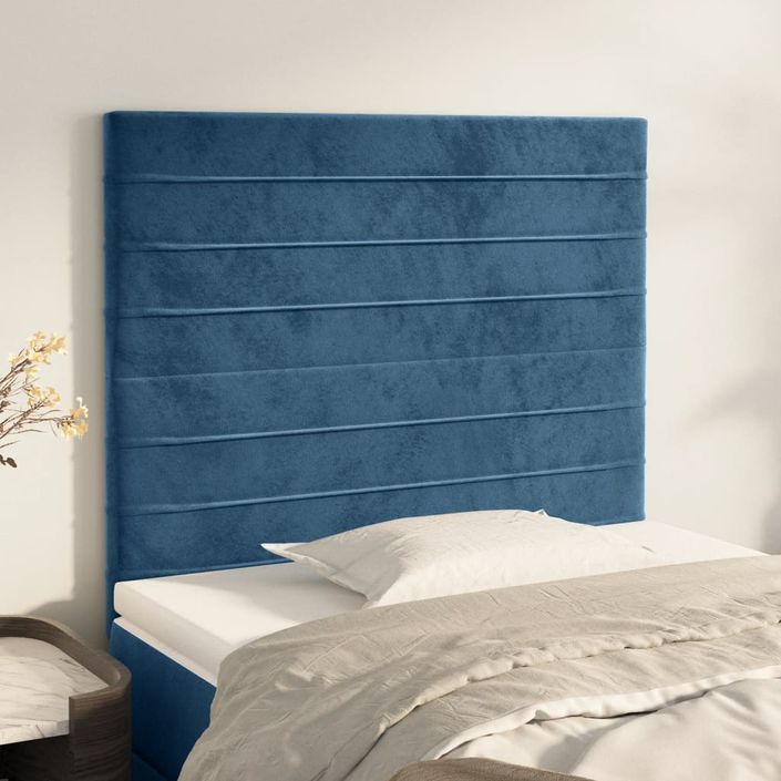 Têtes de lit 2 pcs Bleu foncé 100x5x78/88 cm Velours - Photo n°1