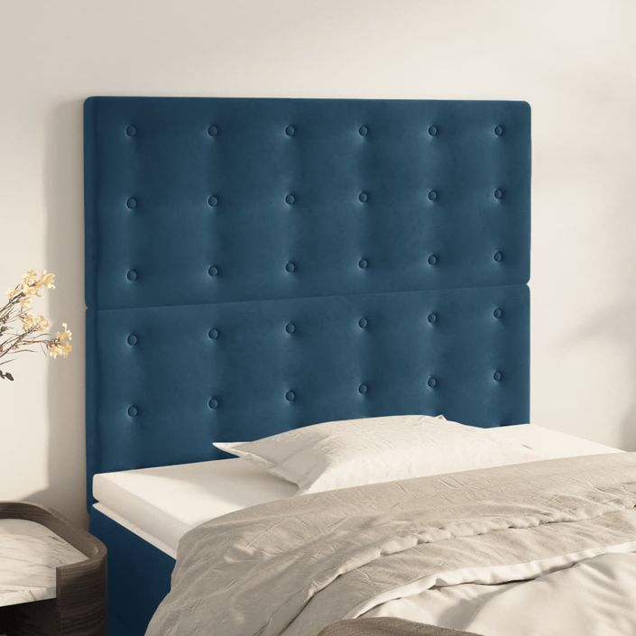 Têtes de lit 2 pcs Bleu foncé 100x5x78/88 cm Velours - Photo n°1