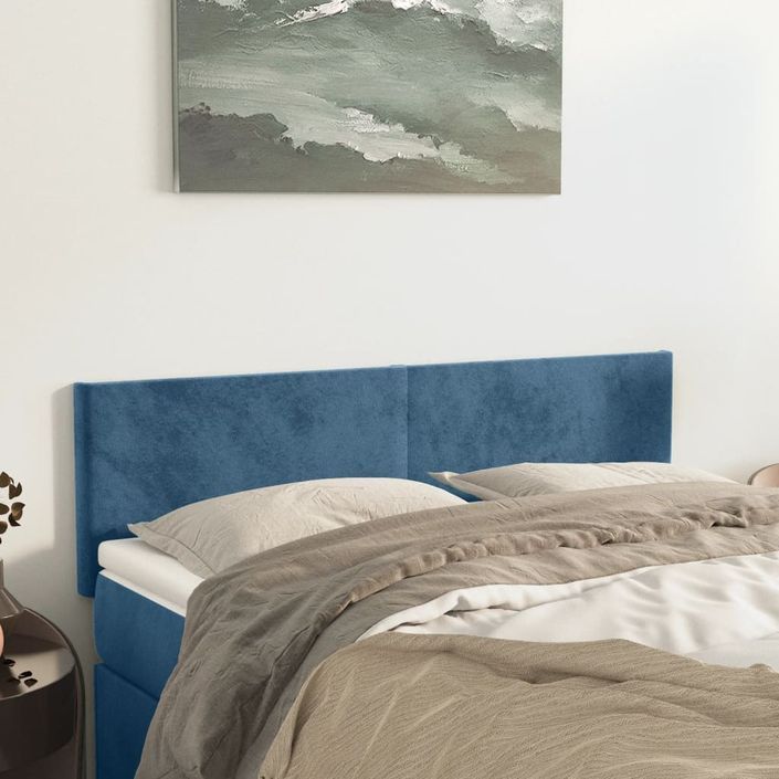 Têtes de lit 2 pcs Bleu foncé 72x5x78/88 cm Velours - Photo n°1