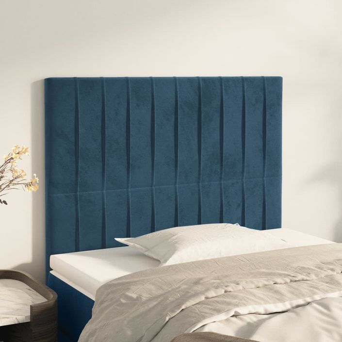 Têtes de lit 2 pcs Bleu foncé 90x5x78/88 cm Velours - Photo n°1