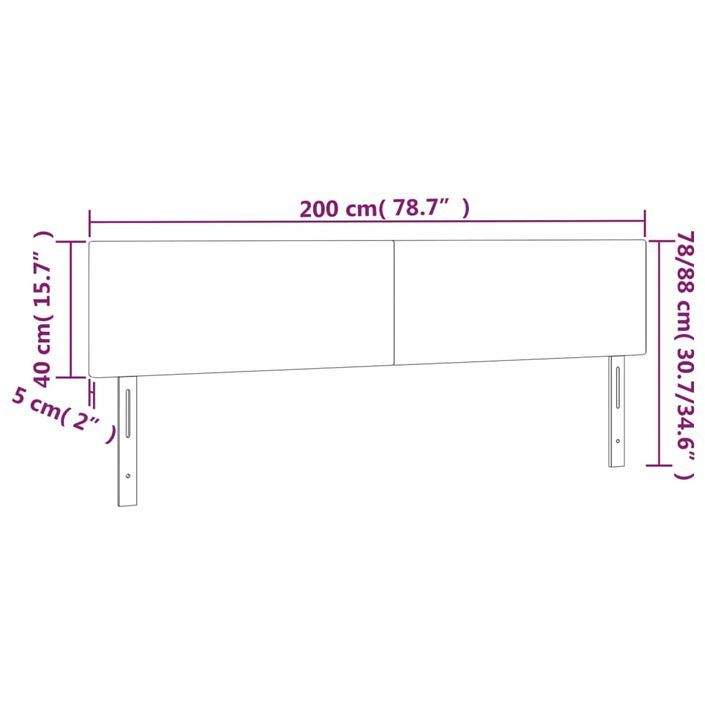 Têtes de lit 2 pcs Crème 100x5x78/88 cm Tissu - Photo n°8