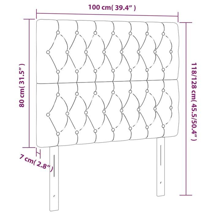 Têtes de lit 2 pcs Crème 100x7x78/88 cm Tissu - Photo n°8