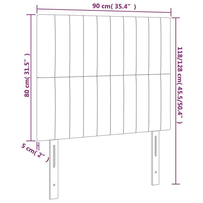 Têtes de lit 2 pcs Crème 90x5x78/88 cm Tissu - Photo n°8