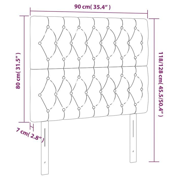 Têtes de lit 2 pcs Crème 90x7x78/88 cm Tissu - Photo n°8