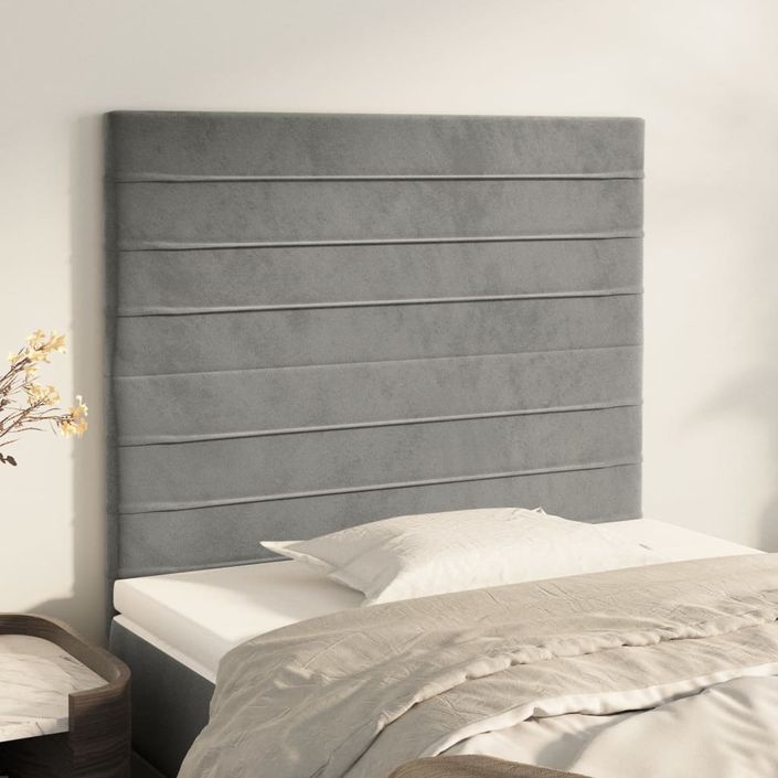 Têtes de lit 2 pcs Gris clair 100x5x78/88 cm Velours - Photo n°1