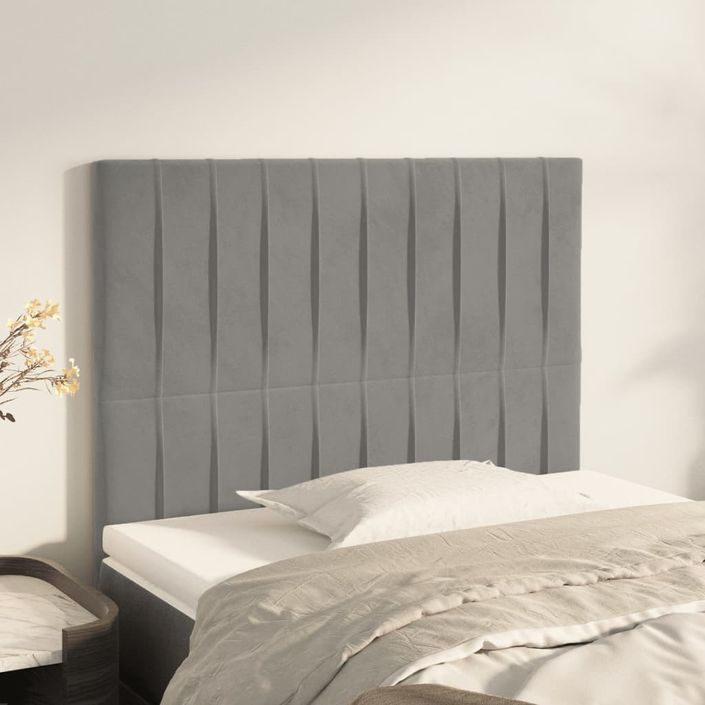 Têtes de lit 2 pcs Gris clair 100x5x78/88 cm Velours - Photo n°1