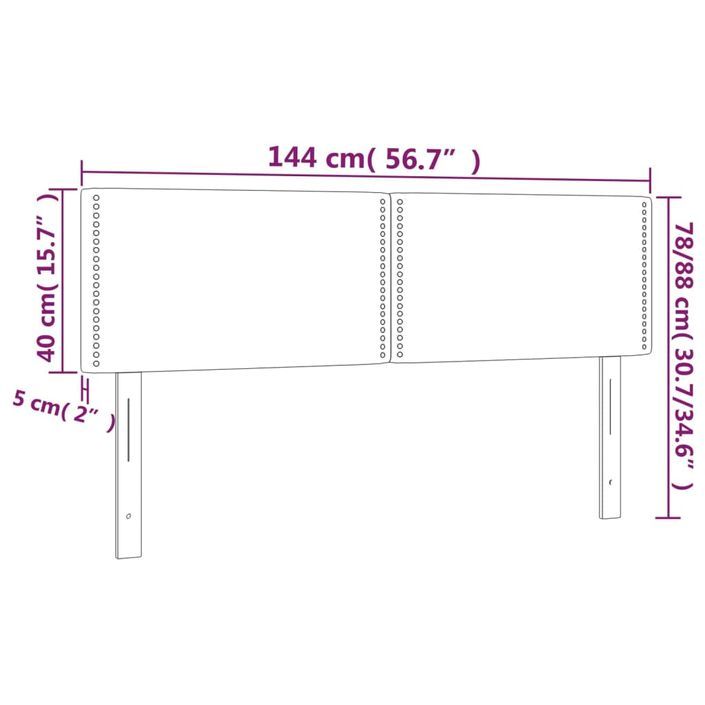 Têtes de lit 2 pcs gris clair 72x5x78/88 cm velours - Photo n°8