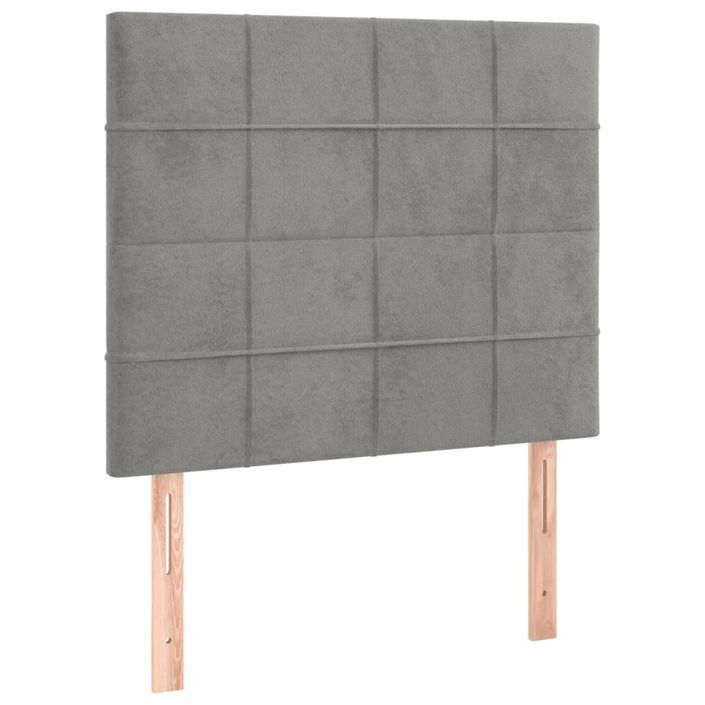 Têtes de lit 2 pcs Gris clair 90x5x78/88 cm Velours - Photo n°2