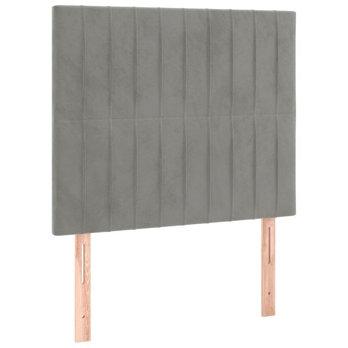 Têtes de lit 2 pcs Gris clair 90x5x78/88 cm Velours - Photo n°2