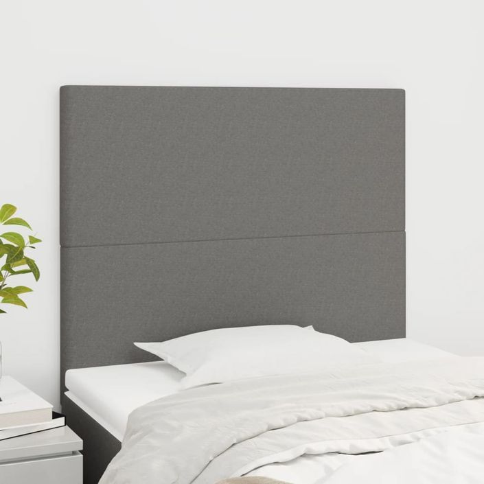 Têtes de lit 2 pcs Gris foncé 100x5x78/88 cm Tissu - Photo n°1