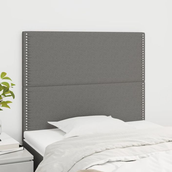 Têtes de lit 2 pcs Gris foncé 100x5x78/88 cm Tissu - Photo n°1