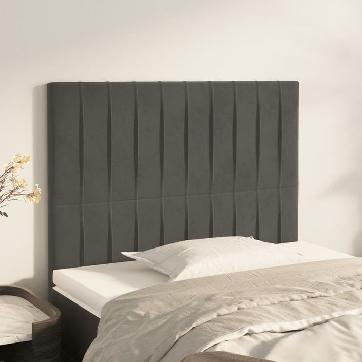 Têtes de lit 2 pcs Gris foncé 100x5x78/88 cm Velours - Photo n°1