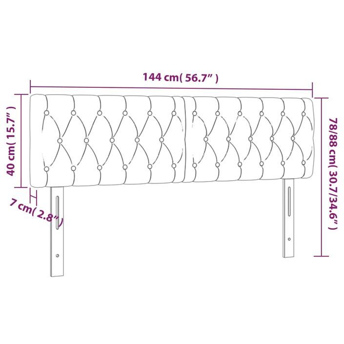 Têtes de lit 2 pcs gris foncé 72x7x78/88 cm tissu - Photo n°8