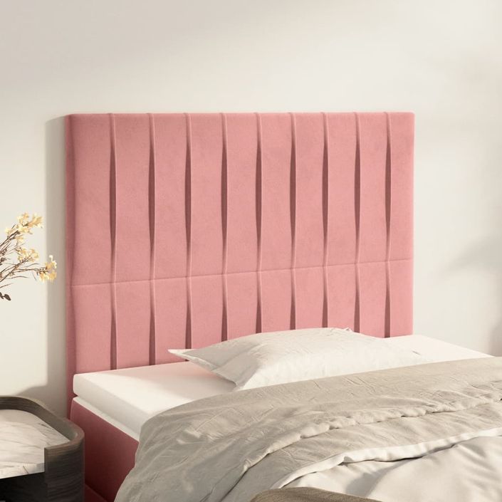 Têtes de lit 2 pcs Rose 100x5x78/88 cm Velours - Photo n°1