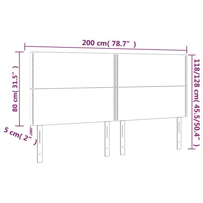 Têtes de lit 4 pcs Blanc 100x5x78/88 cm Similicuir - Photo n°8