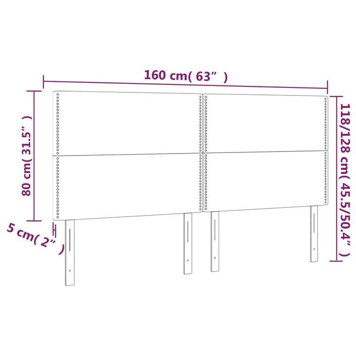 Têtes de lit 4 pcs Blanc 80x5x78/88 cm Similicuir - Photo n°8