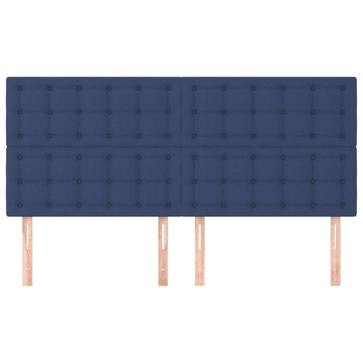 Têtes de lit 4 pcs Bleu 100x5x78/88 cm Tissu - Photo n°3