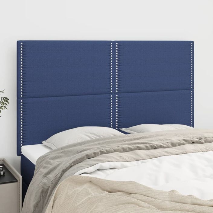 Têtes de lit 4 pcs Bleu 72x5x78/88 cm Tissu - Photo n°1