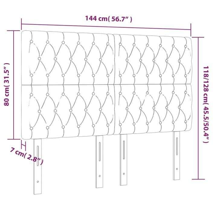 Têtes de lit 4 pcs Bleu 72x7x78/88 cm Tissu - Photo n°8