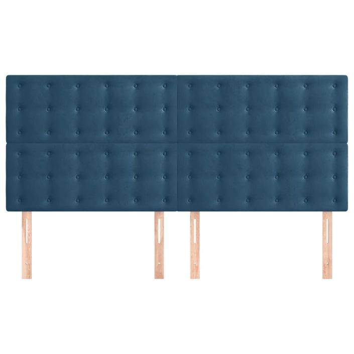 Têtes de lit 4 pcs Bleu foncé 100x5x78/88 cm Velours - Photo n°3