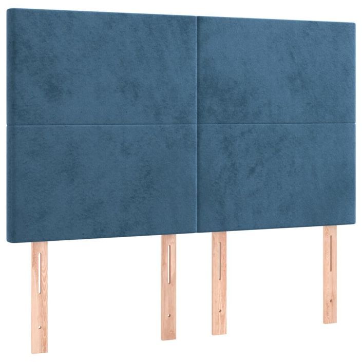 Têtes de lit 4 pcs Bleu foncé 72x5x78/88 cm Velours - Photo n°2