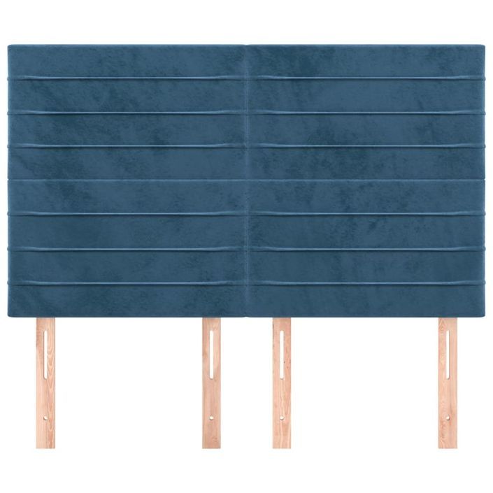 Têtes de lit 4 pcs Bleu foncé 72x5x78/88 cm Velours - Photo n°3