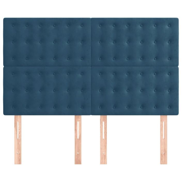 Têtes de lit 4 pcs Bleu foncé 72x5x78/88 cm Velours - Photo n°3