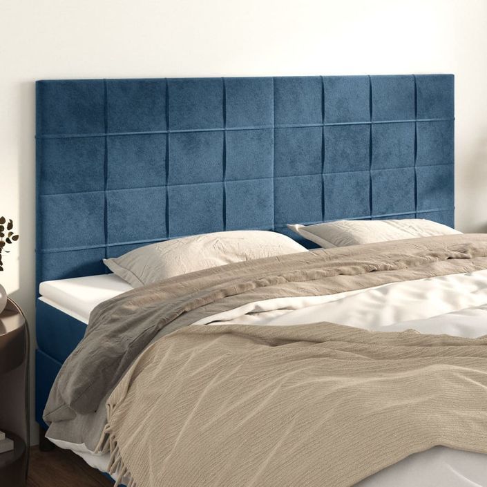 Têtes de lit 4 pcs Bleu foncé 80x5x78/88 cm Velours - Photo n°1