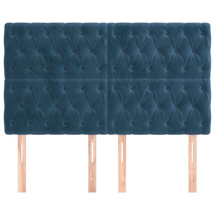 Têtes de lit 4 pcs Bleu foncé 80x7x78/88 cm Velours - Photo n°3