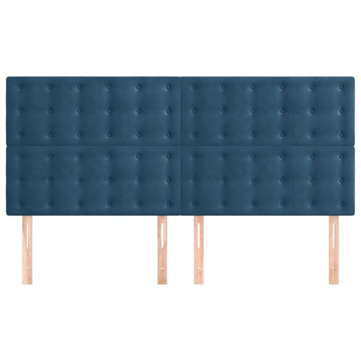 Têtes de lit 4 pcs Bleu foncé 90x5x78/88 cm Velours - Photo n°3