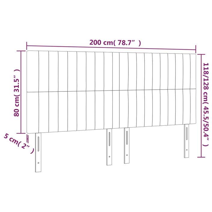 Têtes de lit 4 pcs Crème 100x5x78/88 cm Tissu - Photo n°8