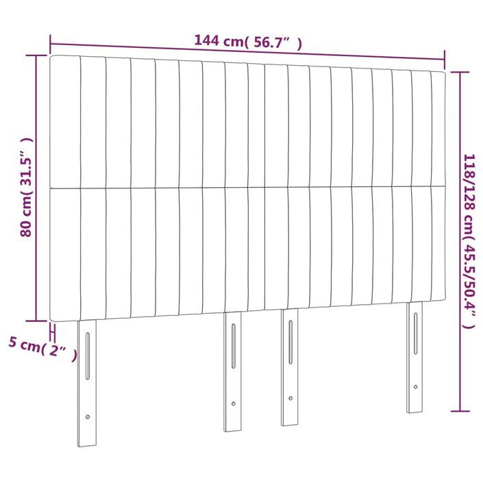 Têtes de lit 4 pcs Crème 72x5x78/88 cm Tissu - Photo n°8