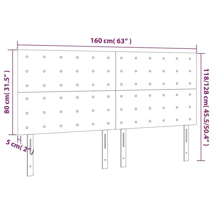 Têtes de lit 4 pcs Crème 80x5x78/88 cm Tissu - Photo n°8