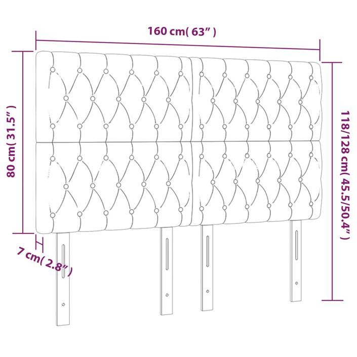 Têtes de lit 4 pcs Crème 80x7x78/88 cm Tissu - Photo n°8